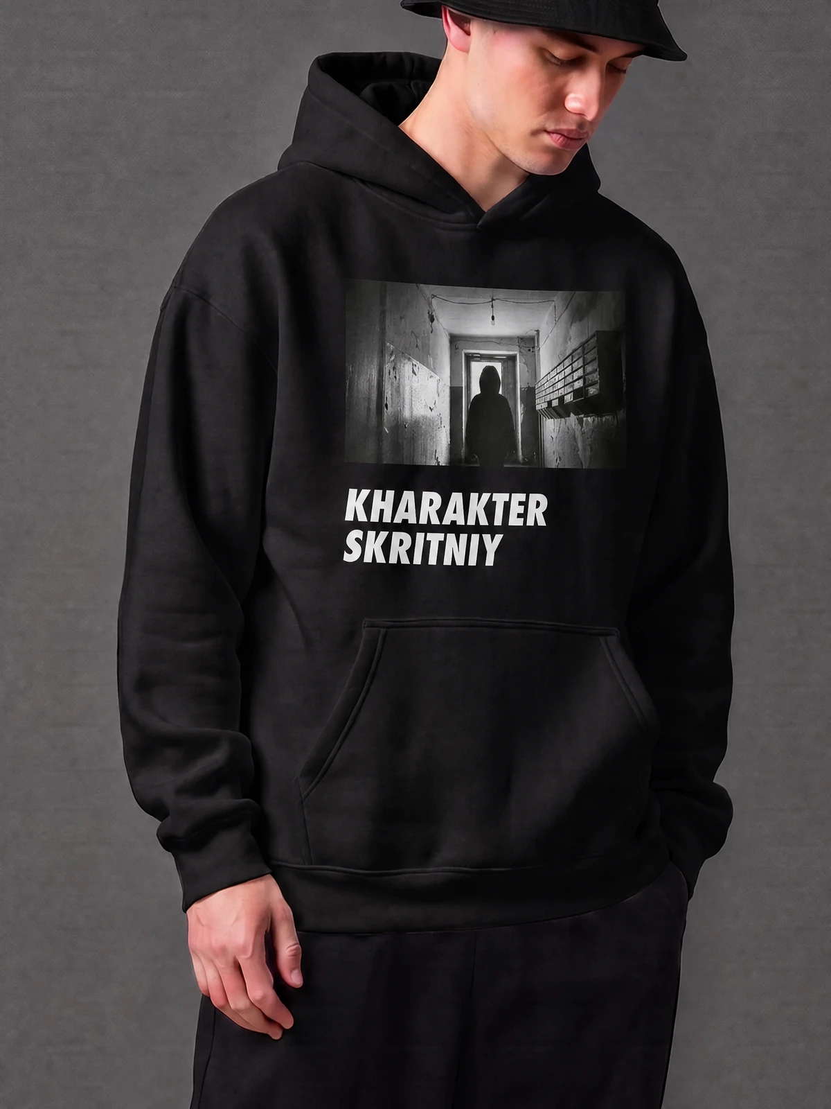 KHARAKTER SKRITNIY HOODIE, принт крупно