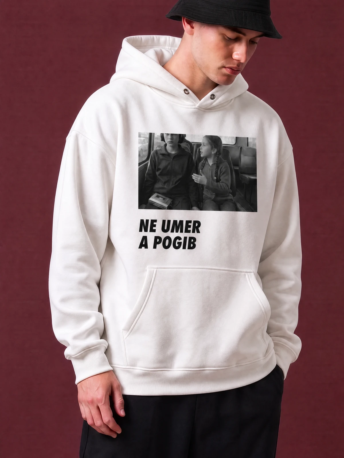 NE UMER A POGIB HOODIE, принт крупно