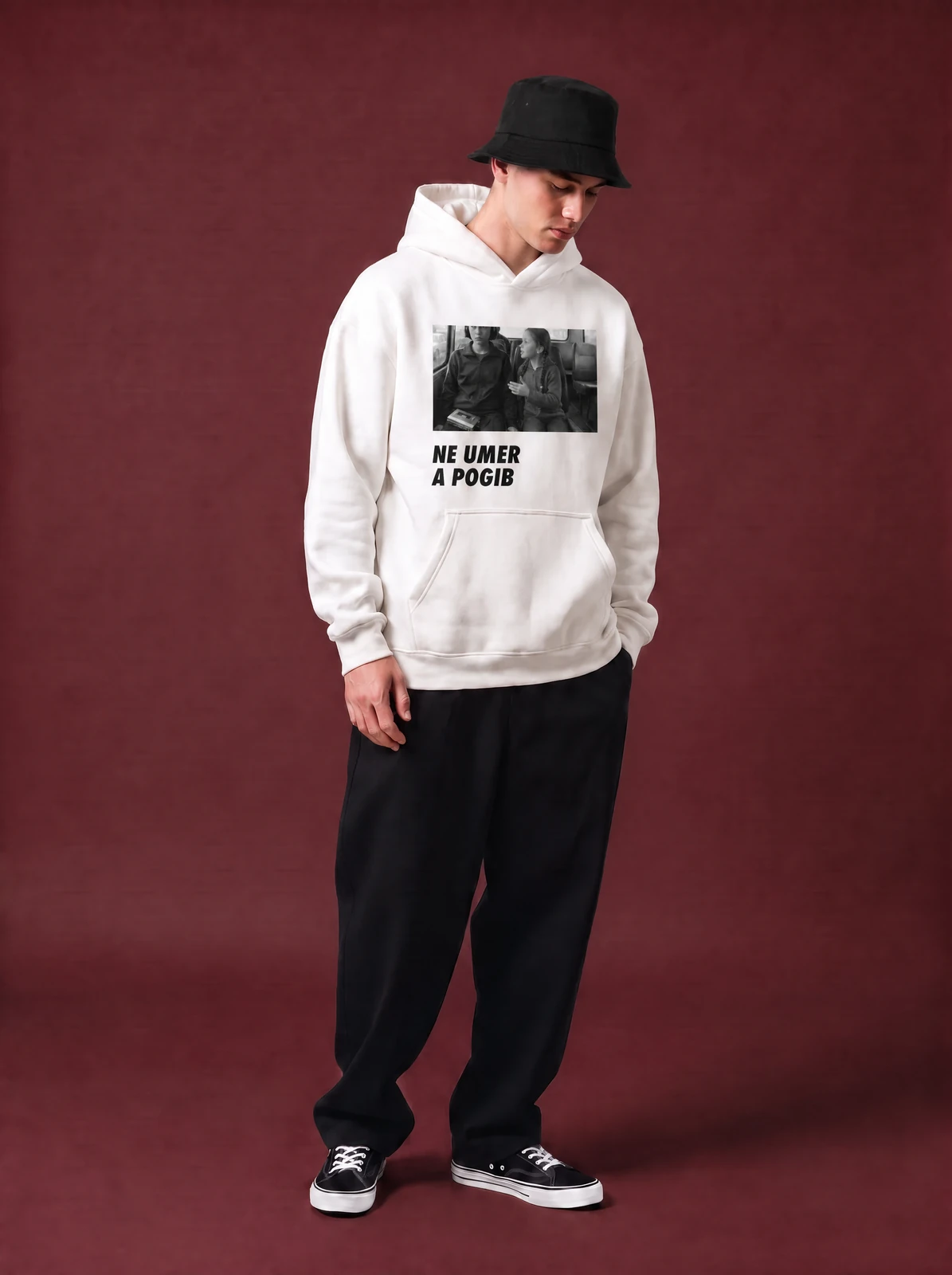 NE UMER A POGIB HOODIE, белая